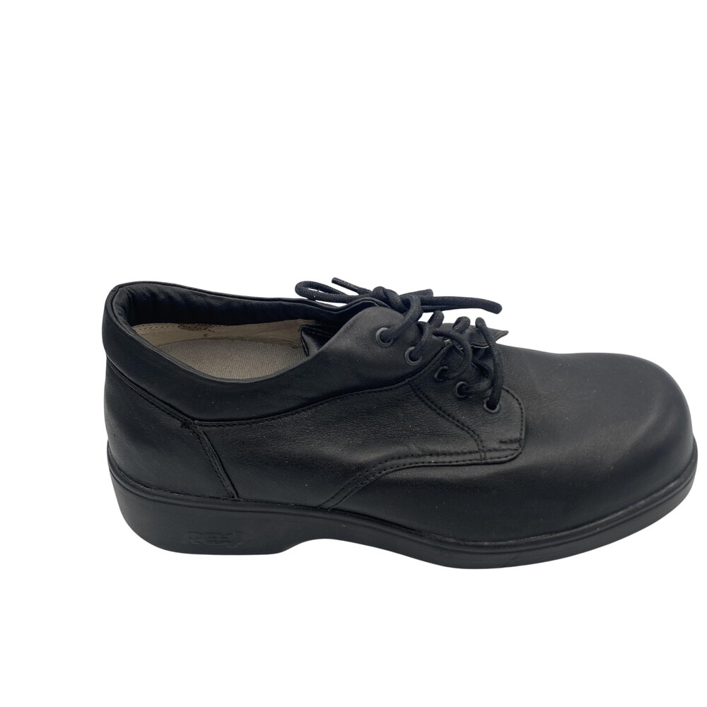 Apex Shoes Mens Size 7W Black Leather Lace Up Comfort Walking Sneakers B2000M